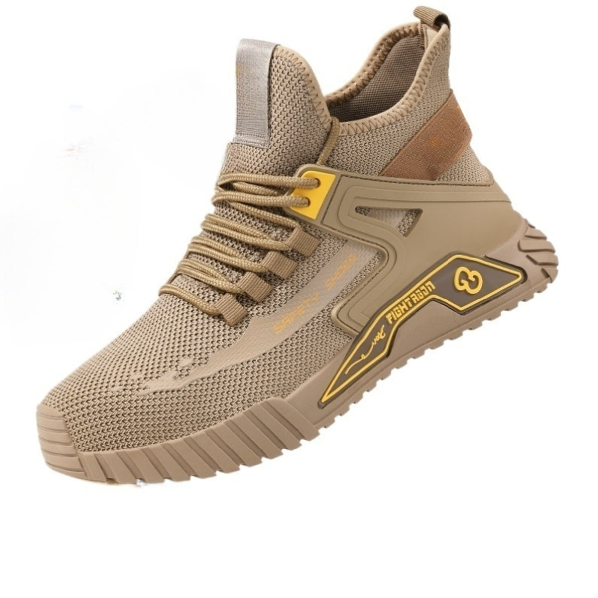 SafeStep LITE Dune Khaki breathable steel toe work shoe side view